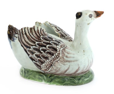 Lot 184 - A Dutch delft tin-glazed model of a duck