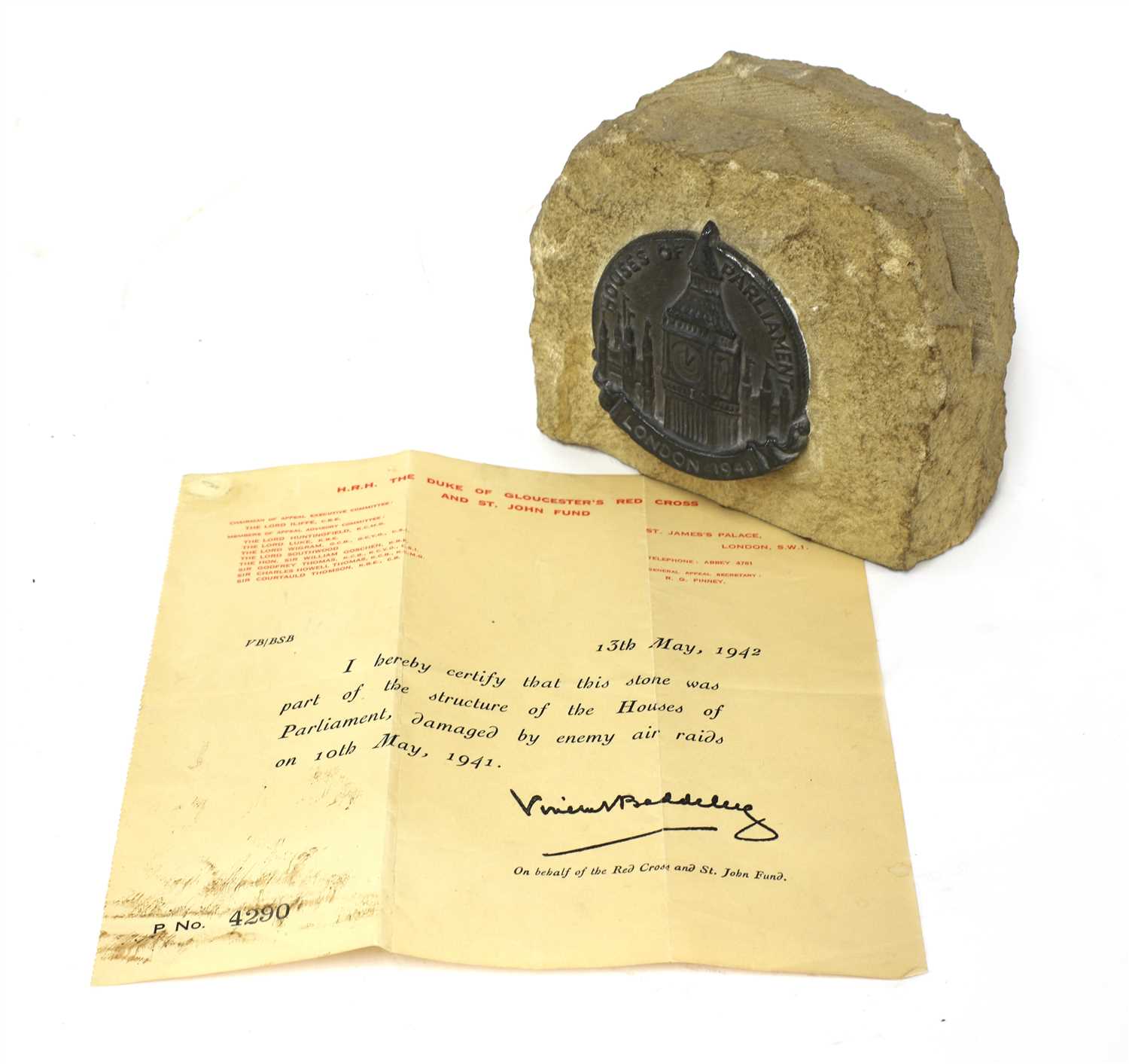 Lot 8 - A STONE FROM THE HOUSES OF PARLIAMENT