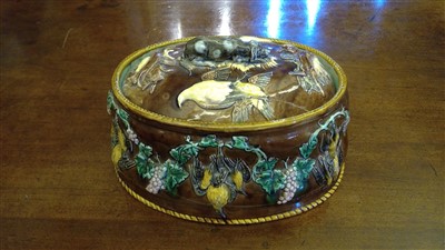 Lot 231 - Ceramics to include an oval majolica game pie tureen