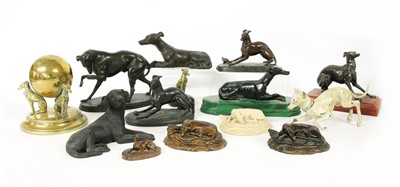 Lot 246 - A collection of metal and resin greyhounds and whippets