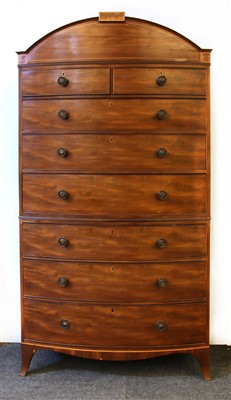 Lot 531 - A George III mahogany bow front chest on chest