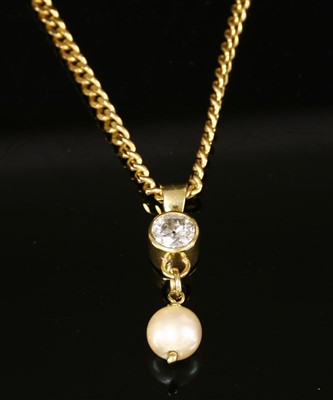 Lot 286 - A diamond and cultured pearl pendant