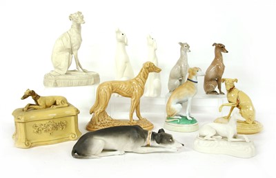Lot 282 - Two boxes of china greyhounds, whippets and other dogs