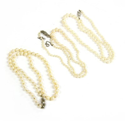 Lot 59 - Three graduated cultured pearl necklaces