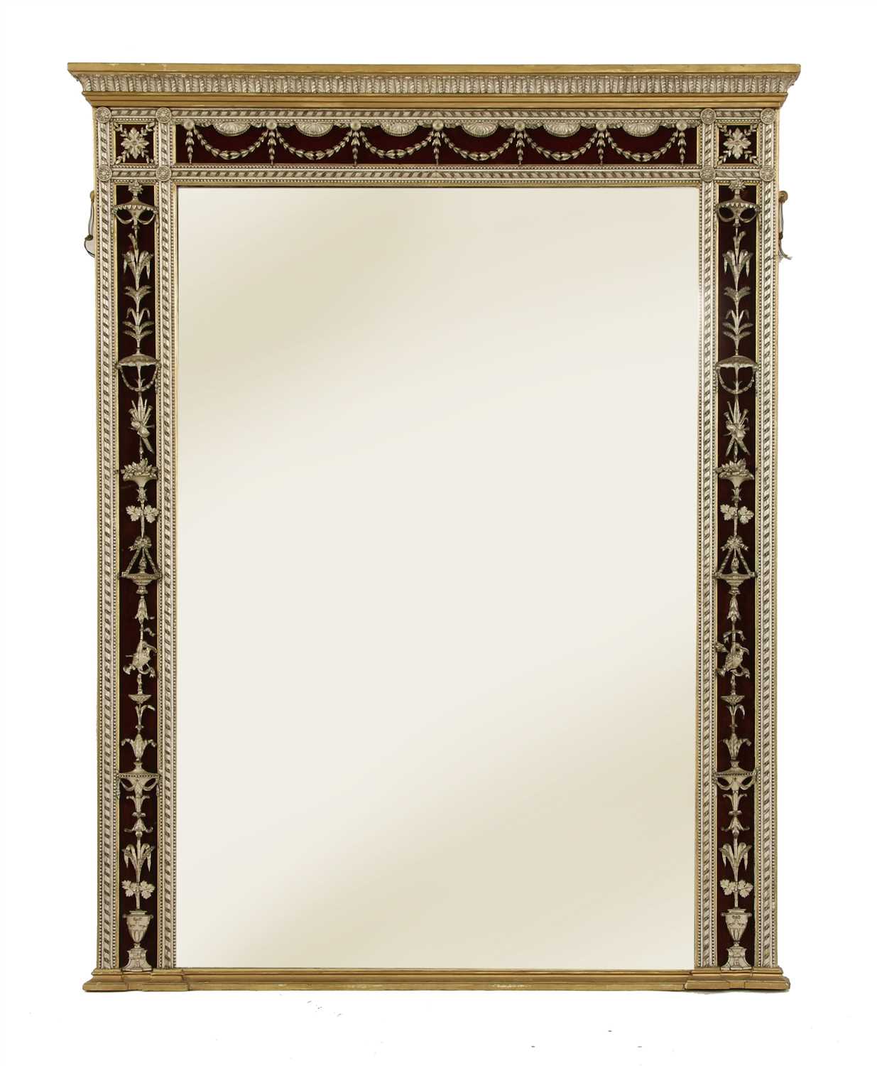 Lot 393 - An Adam-style silver and gilt-framed rectangular wall mirror