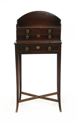 Lot 611 - A Sheraton revival mahogany and parquetry inlaid bonheur du jour