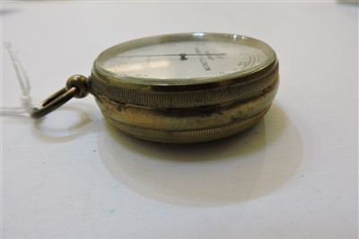 Lot 370 - Four brass-cased pocket barometers