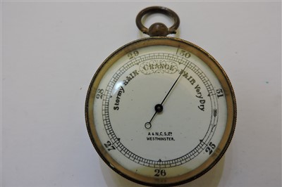 Lot 370 - Four brass-cased pocket barometers