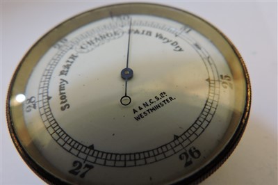 Lot 370 - Four brass-cased pocket barometers