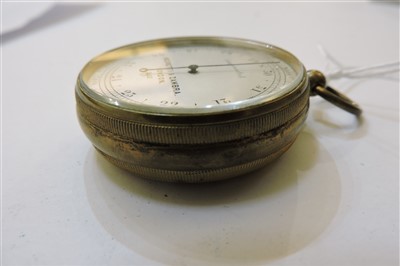 Lot 370 - Four brass-cased pocket barometers