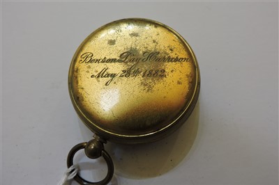Lot 370 - Four brass-cased pocket barometers