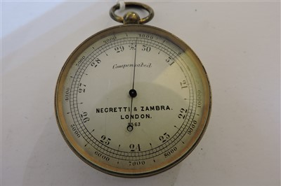 Lot 370 - Four brass-cased pocket barometers