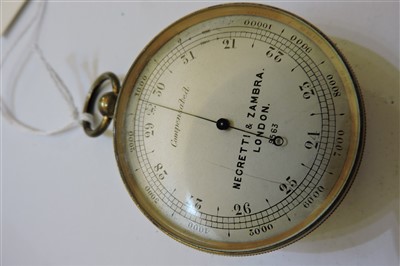 Lot 370 - Four brass-cased pocket barometers