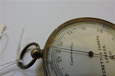 Lot 370 - Four brass-cased pocket barometers