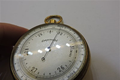 Lot 370 - Four brass-cased pocket barometers