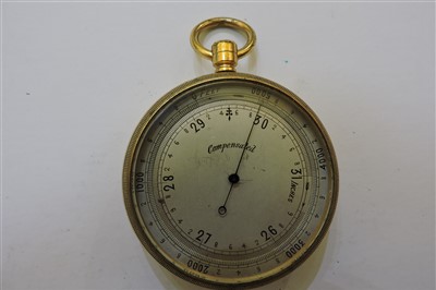 Lot 370 - Four brass-cased pocket barometers