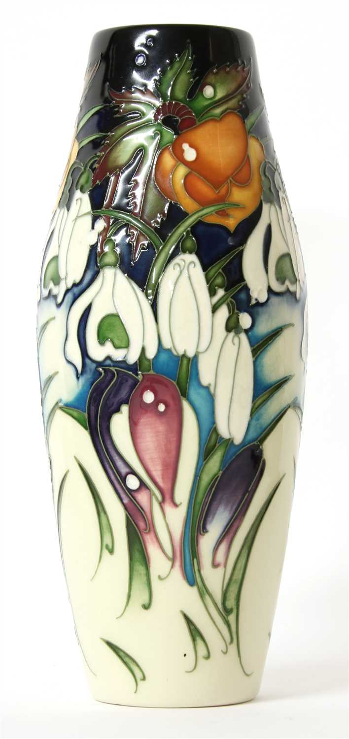 Lot 203 - A Moorcroft `Snowtime' pattern tubeline decorated ovoid vase