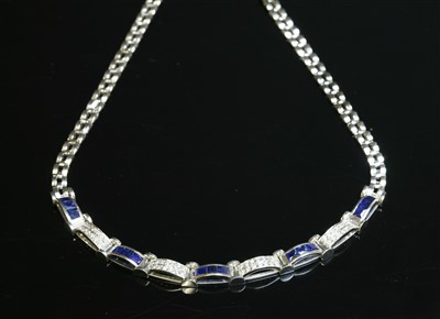 Lot 402 - A white gold sapphire and diamond necklace