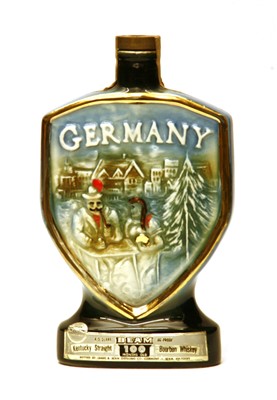 Lot 89 - Kentucky Straight Bourbon Whiskey, 4/5 quart, ceramic decanter depicting Germany with map to reverse