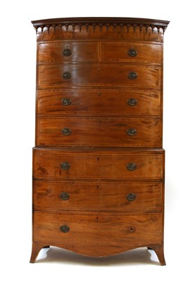 Lot 281 - A George III mahogany two section chest on chest