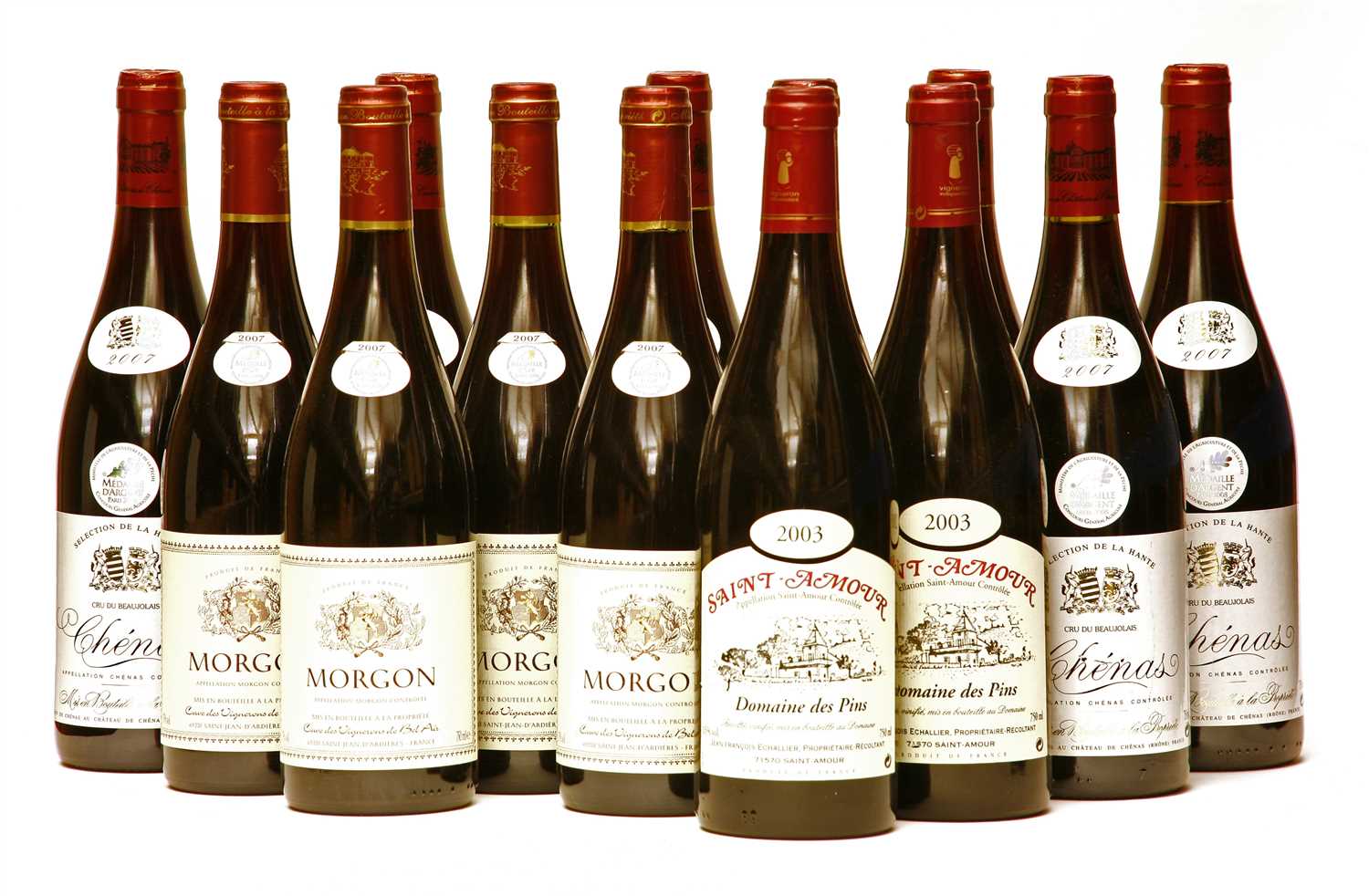 Lot 115 - Assorted Beaujolais: Chenas, 2007; Morgon, 2007 and Saint-Amour, 2003, 13 bottles total