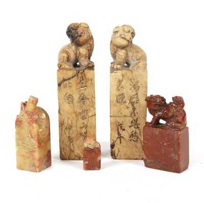 Lot 155 - Five Chinese soapstone desk seals