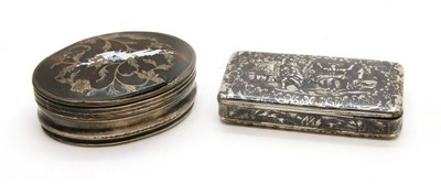 Lot 74A - An early 19th century French silver-gilt and neillo-work snuff box