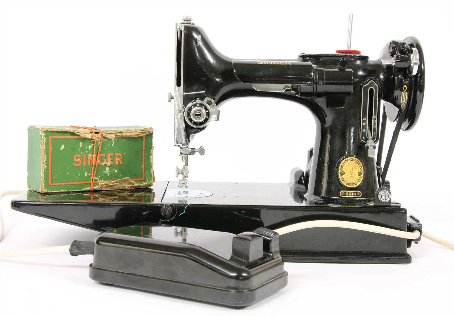 Lot 253 - A Singer 221K portable sewing machine