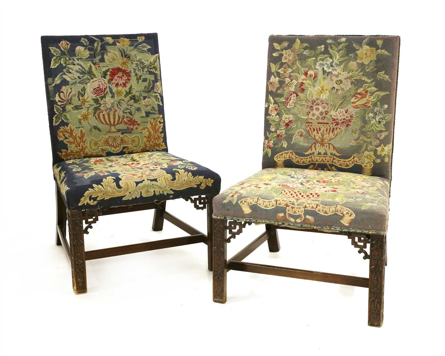 Lot 11 - A pair of Chippendale period single library chairs
