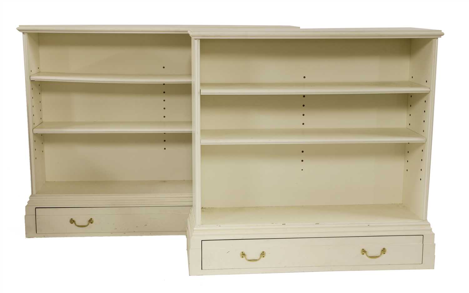 Lot 12 - Two modern white painted open bookcases