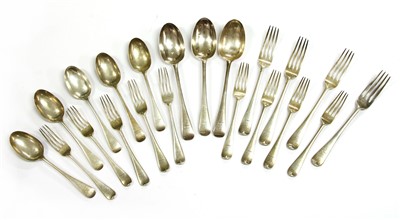 Lot 94 - A part set of late Victorian and later silver cutlery