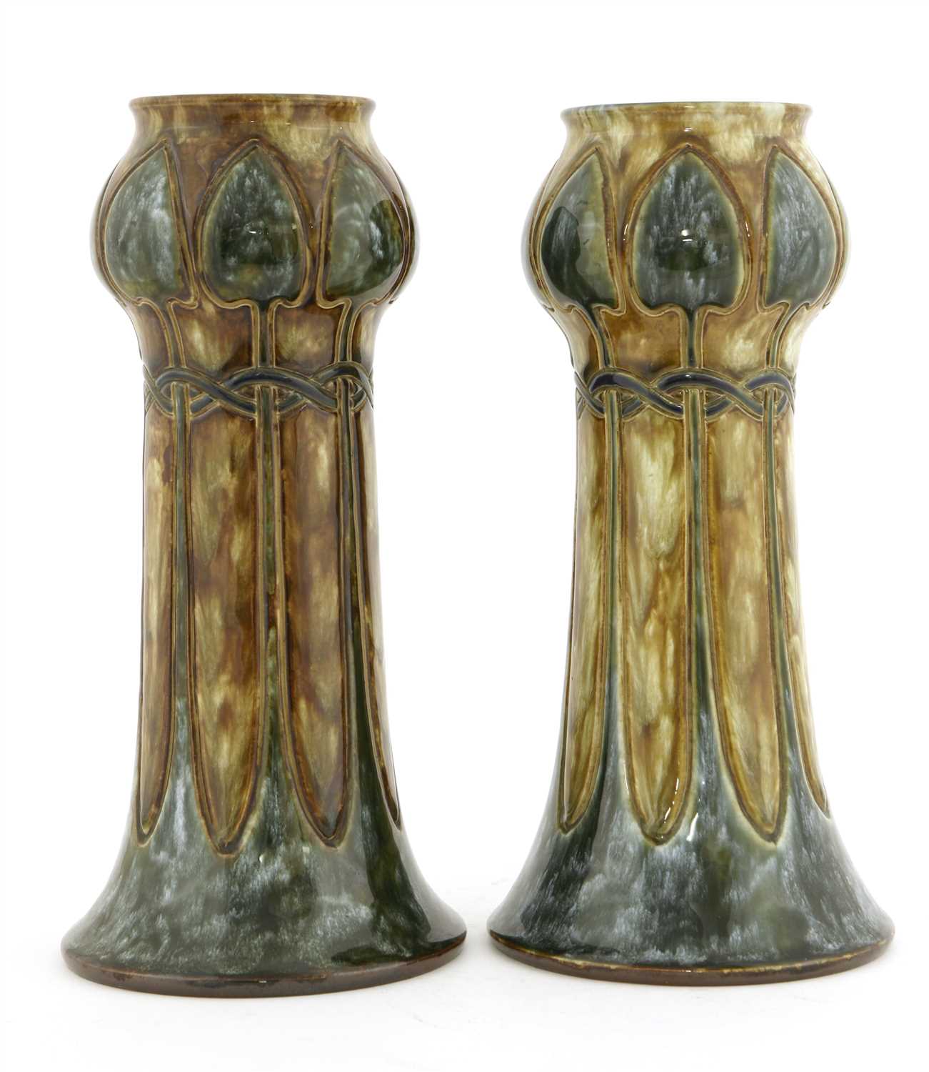 Lot 22 - A pair of Royal Doulton stoneware vases