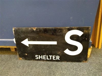 Lot 171 - A World War Two double sided air shelter enamel sign