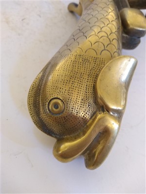 Lot 415 - A gilt bronze dolphin door knocker