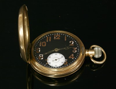 Lot 584 - A rolled gold Rolex side wind hunter pocket watch, c.1948