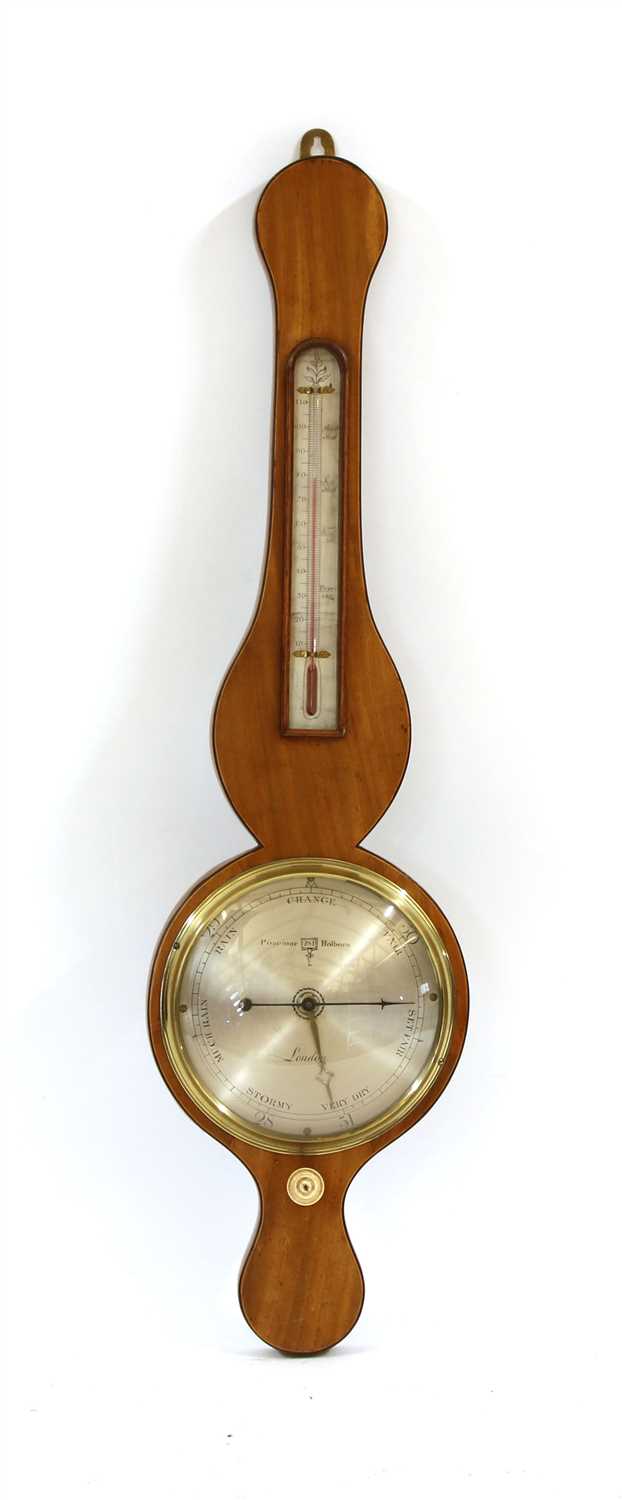 Lot 410 - A 19th century mahogany and box wood strung wheel barometer