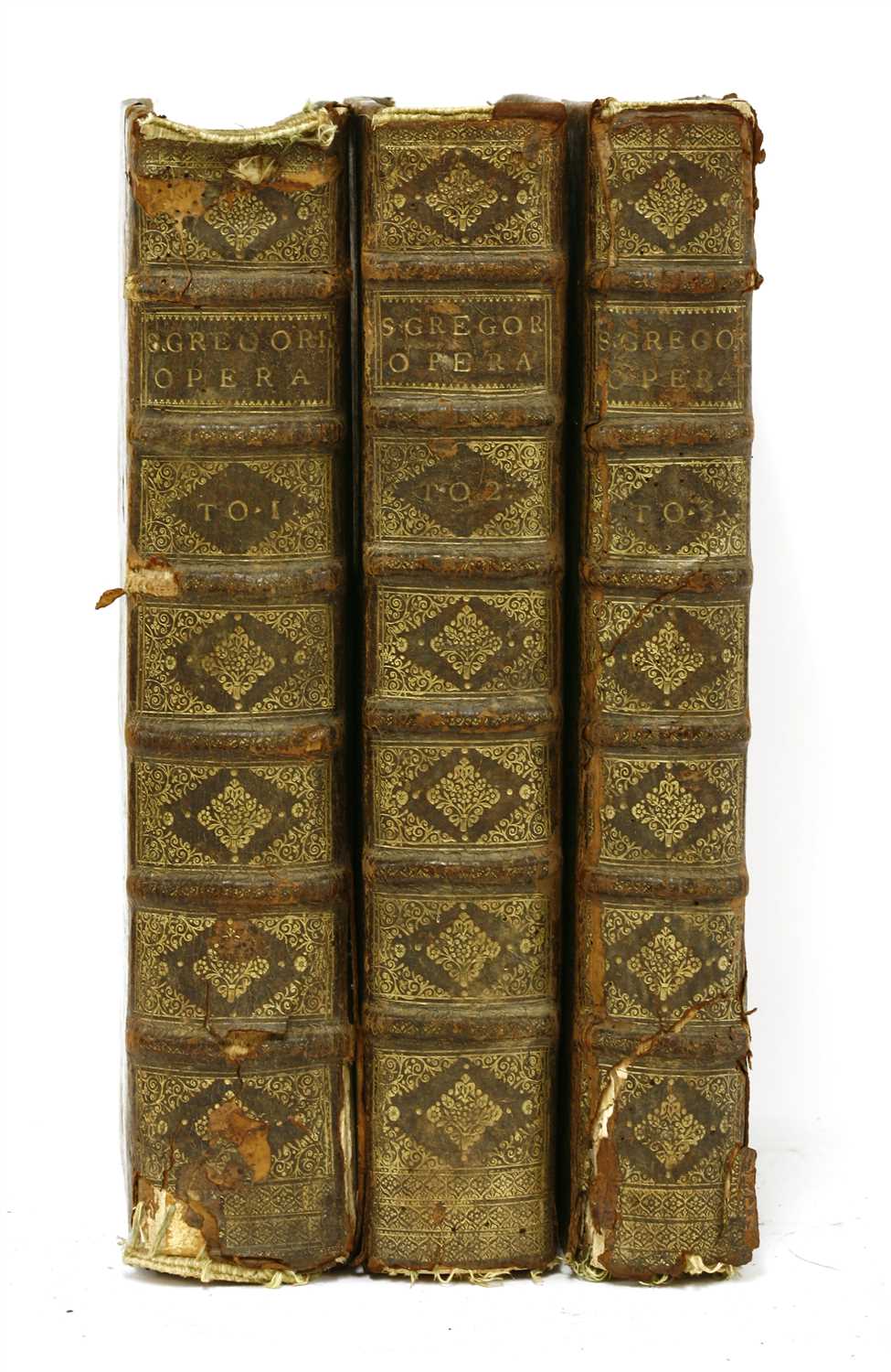 Lot 263 - Sancti Gregorii Papæ Primi Cognomento Magni Opera in très tomos distributa. 3 volumes.