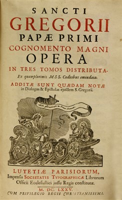 Lot 263 - Sancti Gregorii Papæ Primi Cognomento Magni Opera in très tomos distributa. 3 volumes.