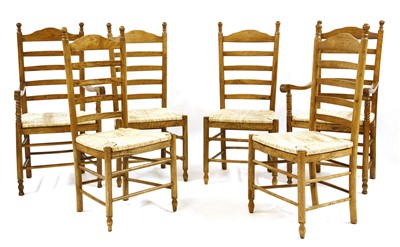 Lot 591 - A set of six maple dining chairs