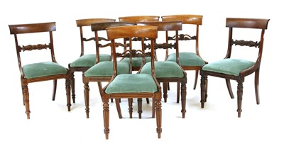 Lot 589 - A harlequin set of eight Regency mahogany bar back dining chairs