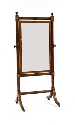 Lot 592 - A Regency inlaid mahogany cheval mirror