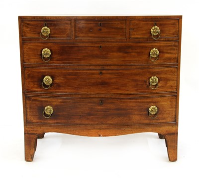 Lot 533 - A Regency inlaid mahogany bow fronted chest of two short above three long drawers