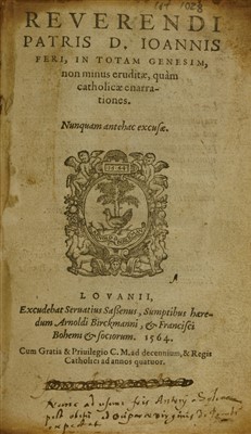 Lot 250 - Early Printing- 1- [Wild, Johann]: Everendi Patris D. Ioannis Feri, In Totam Genesim…
