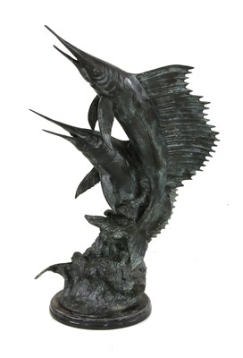 Lot 536A - A cast bronze sail fish sculpture