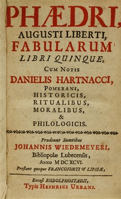 Lot 134 - 1- Hartnacci, D: Phaedri, Augusti Liberti, Fabularum Libri Quinque..