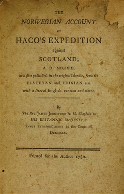 Lot 276 - 1- The Norwegian Account of Haco's Expedition against Scotland;..