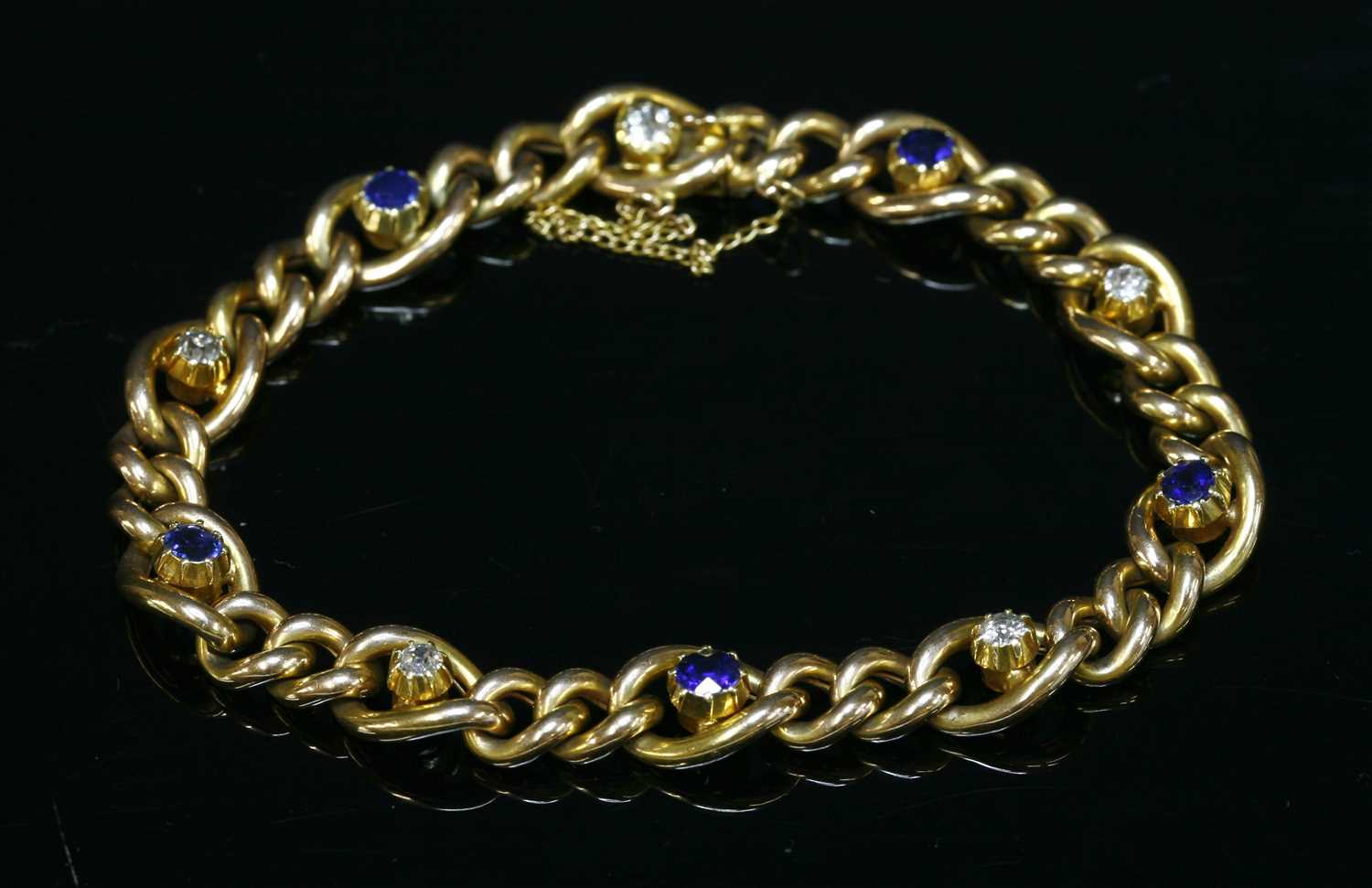 Lot 71 - A late Victorian sapphire and diamond bracelet