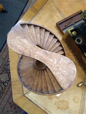 Lot 35 - A beech architectural model of a double spiral staircase