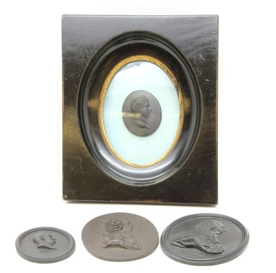 Lot 181 - A Wedgwood black basalt oval portrait medallion of Charles Pratt