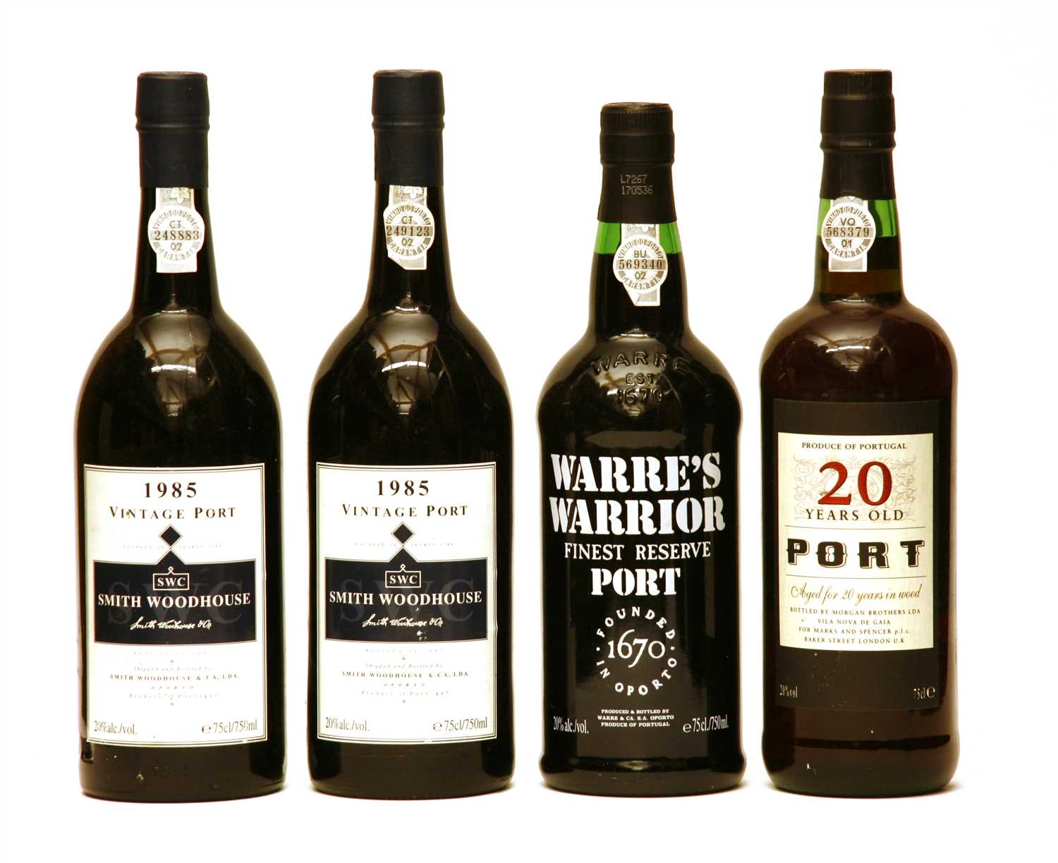 Lot 39 - Assorted Port: Smith Woodhouse, 1985, two bottles ;and three other bottles, four bottles in total